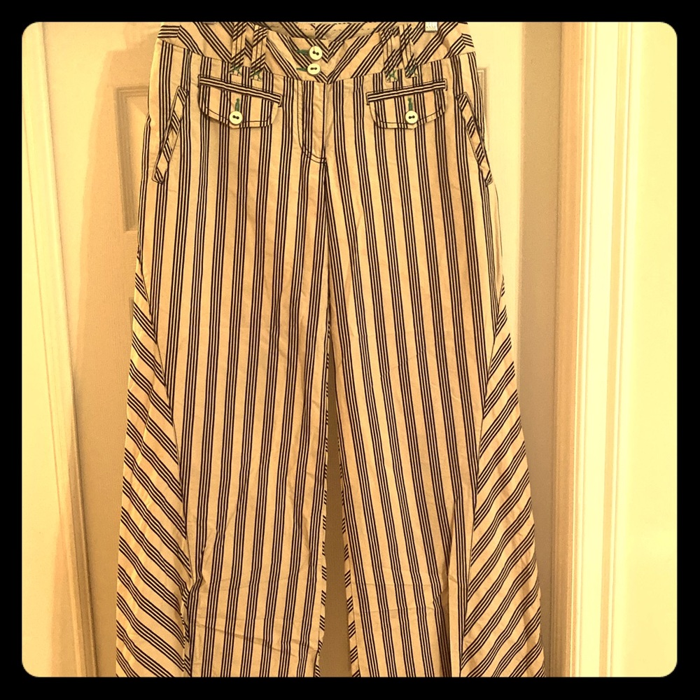 Wide leg pinstripe sailor pants
